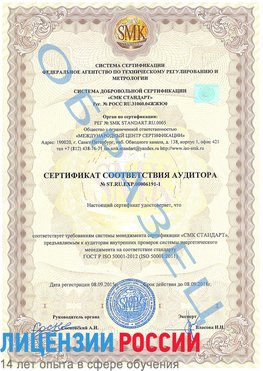 Образец сертификата соответствия аудитора №ST.RU.EXP.00006191-1 Артем Сертификат ISO 50001